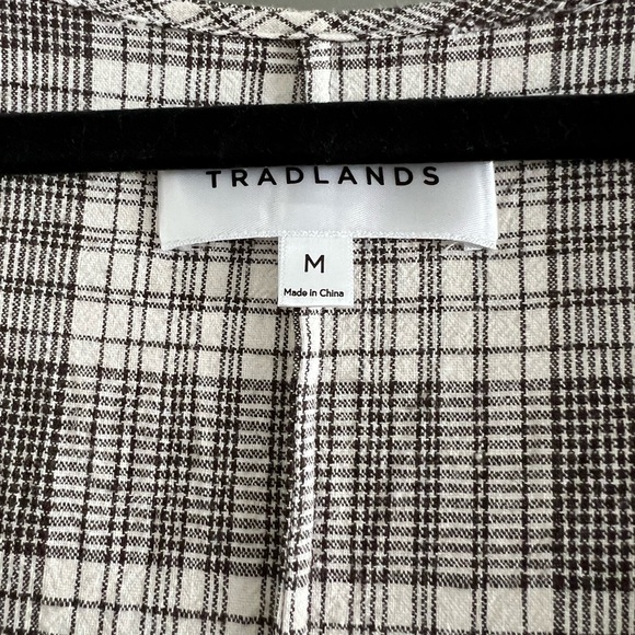 Tradlands Nico Square Neck Drawstring Dress in Cream and Chocolate Plaid - Picture 7 of 11